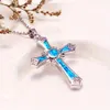 Opal Drop Glue Radiant Cross Collier de pendentif pour femmes