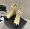 مصمم فاخر في الكاحل أحذية كلاسيكية كوكو بوت أزياء أحذية الكعب الكنسي من الجلد