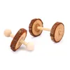 Jouets de lapins en bois / PVC naturels mignons Pine Dumbells Unicycle Bell Rouleau Toys For Guinée Pigs Rat Small Pet Molars Supplies