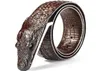 Fashion Men039s Belt Crocodile Pattern Окрашенные кожаные поясные поясные повседневные моделирование подарка на головку аллигатора крокодилового ремня для M2919013