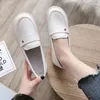 Chaussures décontractées coeur pu cuir femmes Soft Soft Shallow Locs Coton Slip on Career Mocasins Anti-Skid Enceinte White Shoes2024