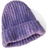 Bérets 2024 hiver Big Head Round Hat tricoté épais épais mou cirés volume de fil bouclé