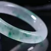 Bangle 2024 Goede jadeite drijvende bloem jade ronde armband vrouwen fijne sieraden hoog graad a birma jades armbanden