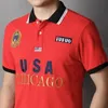 Plus Size 7XL 100% Cotton Summer Mens Polo Shirts High Quality Short Sleve Chicago Letter Embroidery Casual Red Male Tshirts 240410