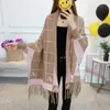 Europen Winter Autunm Free Size Double Side Color Plaid Knit Cloak Quality Shawl Women's Trench Coat Cashmere Cape And Poncho