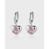 Hoepel oorbellen zilveren kleur geometrische hartvormige druppel voor vrouwen meisjes mode roze kristal pendientes ins accessoires