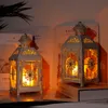 2Pcs Vintage Candle Holder White Lantern 9.5" High Metal Candle Lantern Hanging Lantern for Wedding Parties Home Decor