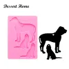 Dy0167 résine Silicone Dog Famille Moule de résine époxy Moules de résine pour bricolage Dottie Family Keychain Bijoux de fabrication d'outils de résine brillants