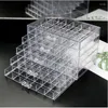 Boîtes de rangement 1PC 72/120 Grilles Organisateur de bijoux Boîte cosmétique acrylique 3/5 couches anneaux de ongles Récipient de tiroir d'affichage d'oreille en diamant