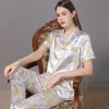 2st kvinnor polyester pyjamas sätter tryck blommig sexig hackade skjortor pajamas kostym casual loungewear sömnkläder nattkläder hemkläder