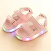 Size 21-25 Summer Kids LED Beach Sandals with Light Baby Sandals for Girls Boys Soft Bottom Children Shoes Little Toddler Shoes