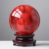 Linda vermelha clara de quartzo de cristal esfera de cura de bola +base 1pc