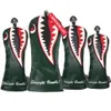 Groene grote haaienontwerp Driver Fairway Wood Hybrid Golf HeadCover PU Leather Golf Club Driver Covers