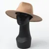 Classical Wide Brim Porkpie Fedora Hat Camel Black 100% Wool Hats Men Women Crushable Winter Derby Wedding Church Jazz 240410