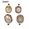WT-MPR085 Handmade Design Gold Rhinestone And Freshwater Pearl Mabe Fashion Adjustable Zircon Ring 240403