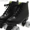 Inline Roller Skates Roller Skates Shoes Microfiber Leather PU Rubber Adult Men Women Unisex Quad 4 Wheels Skating Sliding Sport Training Shoes Y240410