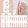 Sisful Long Coffin 24 Pieces Press On Nails Set, Inkludera nagelim, gelélimtejp, alkohol bomull, nagelfil, nagelbandpinne