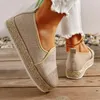 Casual Shoes Woven Solid Spring Flat Round Toe Women's On Sale 2024Fashion Slip-On Low-Heeled Large Size Sapatos Rasos
