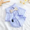 Pet Dog Clothes Bowknot Striped Shirts for Dogs Clothing Cat Small Thin Summer Blue Fashion Boy Girl Chihuahua Products 240328