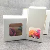 Scatola di cartone quadrata da 5 pezzi/lotto con finestra in PVC trasparente bianca/nera/kraft packaging bottino regalo per matrimoni Candy Box Candy Box