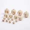 Smile Face Painting Round Natural Wood 10mm 12mm 20mm 25mm Loose Woodcraft Beads for DIY Crafts Handcraft Jewelry Making