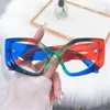 Gafas de sol Gafas de luz azul de ojo de gato para mujeres Polígono de gran tamaño Antieglas de computadoras Clear