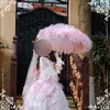 Paraplyer lyxdesigner bröllop paraply konst flickaktigt estetik lolita spets söt rosa långa kvinnor ombrelles mariage solig ängel