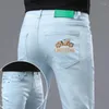 Jeans masculin luxe de haute qualité kaki slim slim simple d'automne de printemps d'été pantalon rose décontracté