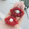 2pc chiodo a mano perline rosse labbra rosse patch di strass in pasta per labbra per labbra bulm patch decorazioni per rossetto per rossetto abbigliamento accessorio cucitura