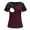 Vente chaude Femmes Maternité Mallaiding Tee Tops Nursing Tops à manches courtes rayées T-shirt plus taille S-2xl MATERNITY Clothing Tees