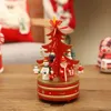 Christmas Ornaments Wooden Rotating Music Box Music Box Christmas Tree Decoration Children Gifts Gifts Carousel Musicbox