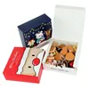 5pcs 14cmスクエアメリークリスマスキャンディギフトボックスサンタエルククッキーケーキベーキングボックスバッグ新年クリスマスパーティーギフトパッキングサプリ