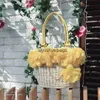 Totes japonês e coreano grama tecido flor milho sacos de couro artesanato moda casual bolsas turista praia h240410