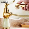 Basin Dra ut kran Golden Polish Marble Stone Luxury Bad Sink Mixer Tap Deck Mount Gold Faucet Mixer Crane ZR490