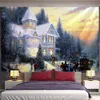 Christmas Oil Painting Tapestry Art Wall Hanging Carriage Beautiful House Tapestry Background Home Decoration