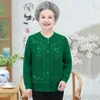 Kvinnors stickor medelålders och äldre kvinnor tröja 2024 Spring Autumn Top Old Lady Sticked Cardigan Coat Mom's Clothes Female Knitwear