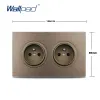 WallPad L6 Power elétrico Painel de alumínio escovado marrom 146 * 86mm Double French Wall Socket