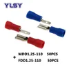 2.8mm Insulated Crimp Terminals Male Female MDD FDD FDFD 1.25-110 Electrical Wire Cable Connector Ferrules 0.5-1.5mm² 100Pcs