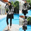 Modest Women Muslim Swimwear Burkinis Burkinis Islámica Traje de baño Cobertura completa Hijab Beachwear trajear 3 piezas de natación