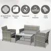 Плетеная мебельная мебель для ротана с 4 частями, 2 стулья, журнальный столик с ультрафиолетовым материалом светло-серый