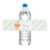 Tema de helado de 30 piezas Tema de cumpleaños Botellas de agua Personalizar el primer cumpleaños Baby Shower Pegatizas de fiesta de verano