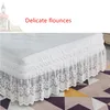 Hermoso delicado navidad Edelweiss Patrón Jacquard Craft Falda de la cama de encaje con cinturón elástico fuerte -15 pulgadas Drop