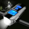 Bellicola per biciclette impermeabile con leggero flash lightfronta della bici da bici USB Luce ciclistica per ciclismo con misuratore di velocità del corno LCD