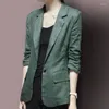 Kvinnors kostymer S-3XL Kvinnor Blazer Jacka Bomull Linne tunn tre kvart ärm Slim Loose Spring Summer Autumn Casual Office Work Plus Size Size