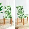 Green Shamrocks Chair Cover Elastic Dining Chair Slipcover Set of 2 Stretch Removable Anti-dirty Office Chair Seat Cover Decor