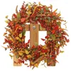 Dekorativa blommor faller Berry Wreath Portable Harvest Autumn ytterdörr Artificial Thanksgiving Festival Garland för väggar Windows