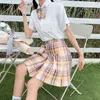 Costume de costume d'école japonaise jk uniforme marin seifuku fille jupe set plaid jupe ensemble lot de schope plissé étudiant
