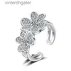 High End Vancefe Brand Designer Rings for Women Diamond Crystal Zircon Flower Ring with Sweet and Versatile Flower Ring Senior Brand Logo Designer Jewelry