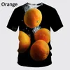 Män och kvinnor 3D Kort ärm Strawberry Spoof Fun Realistic Food Strawberry Food Tee Shirt Summer Casual T-shirt