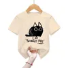 T-shirt Meowntally Stable Kids T-shirts Animal Black Cat Girls Boys Thirts Cute Pet Cat Classic Kids Thirts Cat Childrens Abbigliamento 240410